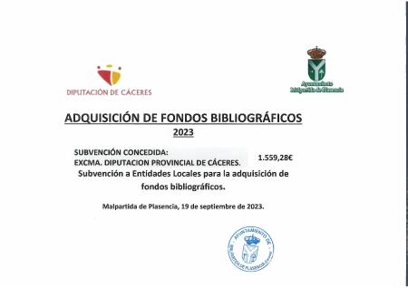 Imagen ADQUISICIÓN DE FONDOS BIBLIOGRÁFICOS 2023