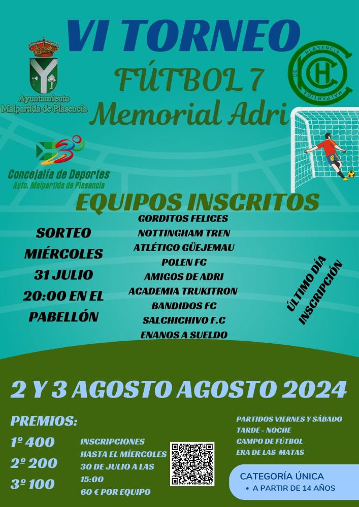 Imagen ¿¿¿¿ÚLTIMO DÍA INSCRIPCIONES MEMORIAL ADRI FÚTBOL 7
