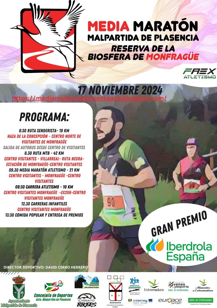Imagen COMUNICADO CAMBIO DE RECORRIDO MEDIA MARATÓN MALPARTIDA DE PLASENCIA - RESERVA DE LA BIOSFERA DE MONFRAGÜE