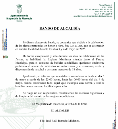 Imagen BANDO DE ALCALDÍA