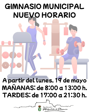 Imagen NUEVO HORARIO DEL GIMNASIO MUNICIPAL