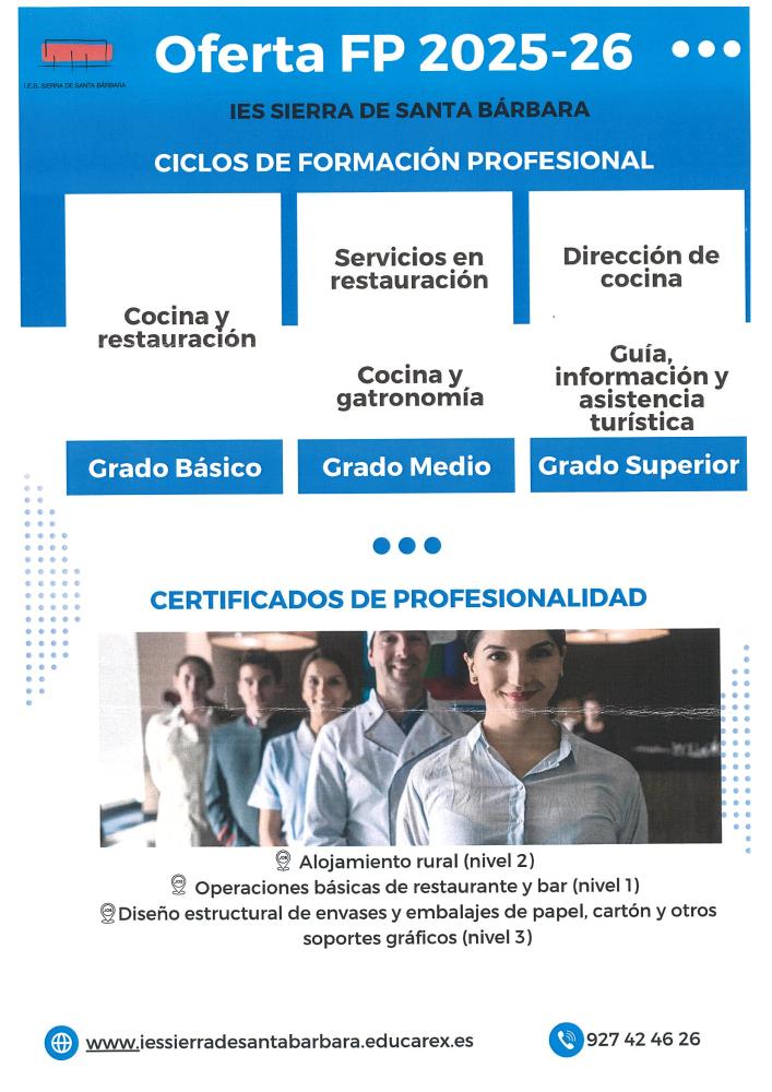Imagen OFERTA FORMATIVA IES SIERRA DE SANTA BARBARA CURSO 2025-2026