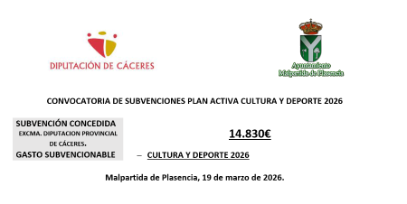 Imagen SUBVENCIÓN PLAN ACTIVDA CULTURA Y DEPORTE 2026