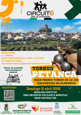 Imagen MALPARTIDA DE PLASENCIA ACOGE EL TORNEO DE PETANCA “GRAN PREMIO VIRGEN DE LA LUZ” EL PRÓXIMO 12 DE ABRIL