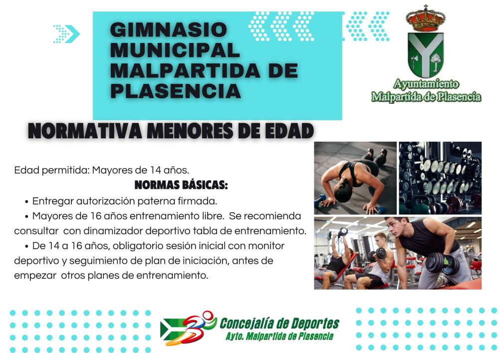 Imagen NUEVA NORMATIVA PARA MENORES EN EL GIMNASIO MUNICIPAL