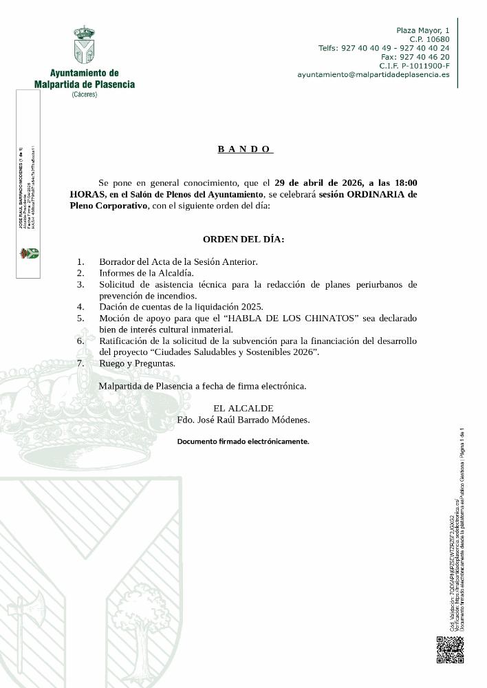 Imagen SESIÓN ORDINARIA DE PLENO CORPORATIVO