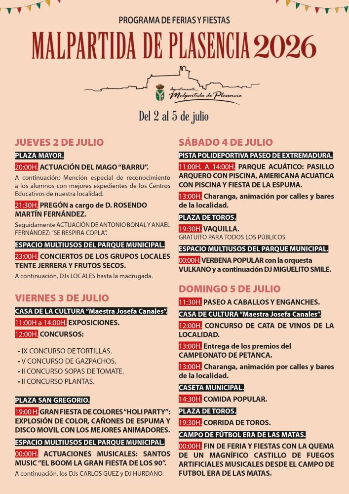 Imagen PROGRAMACIÓN FERIAS Y FIESTAS 2026